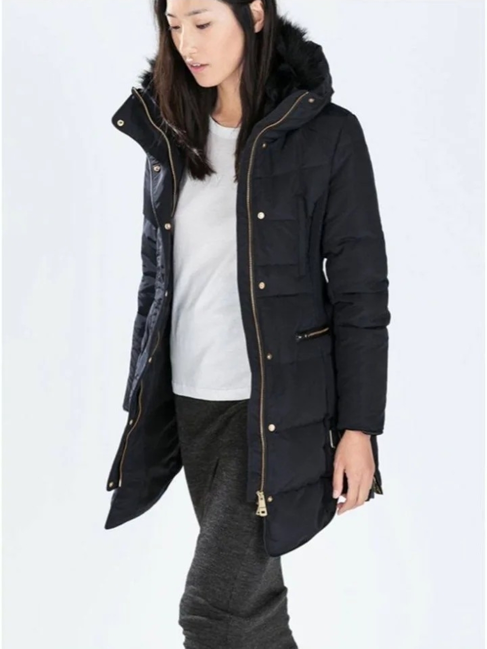 Ricki's Black Quilted Puffer Coat with Faux-Fur Hood